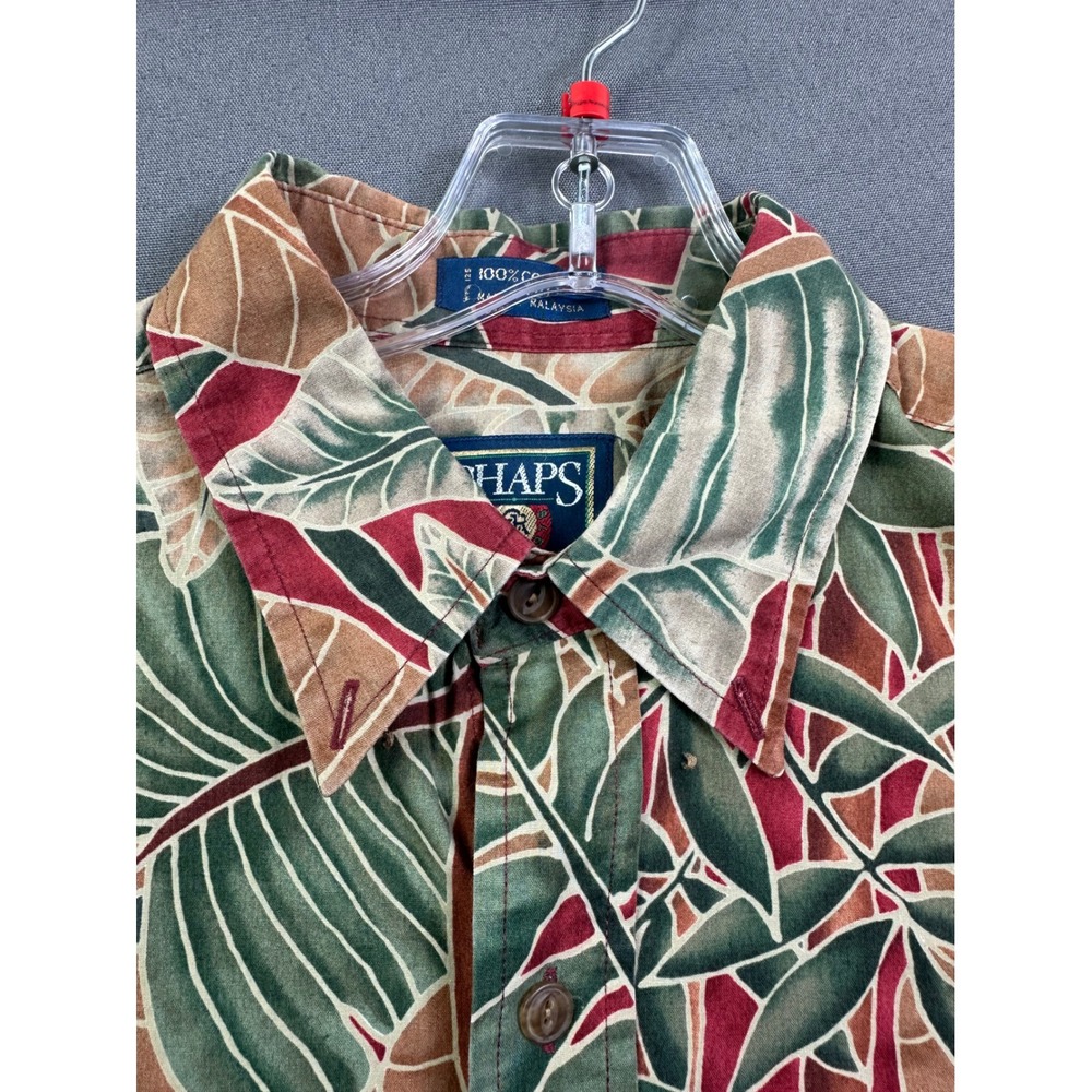 Chaps Ralph Lauren Men Large Tropical Leaf Button Down Shirt Short Sleeve Cotton